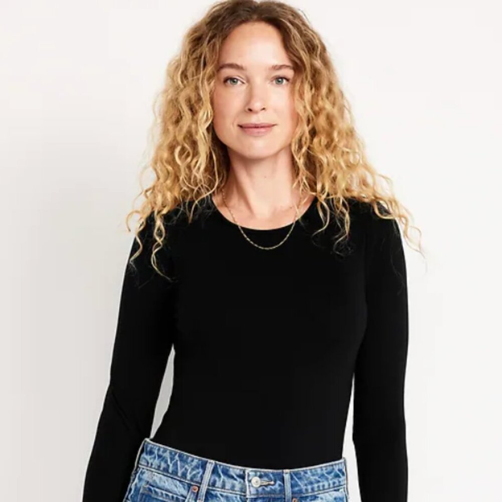 Old Navy Long-Sleeve Crew-Neck Bodysuit - Black Size Small Tall